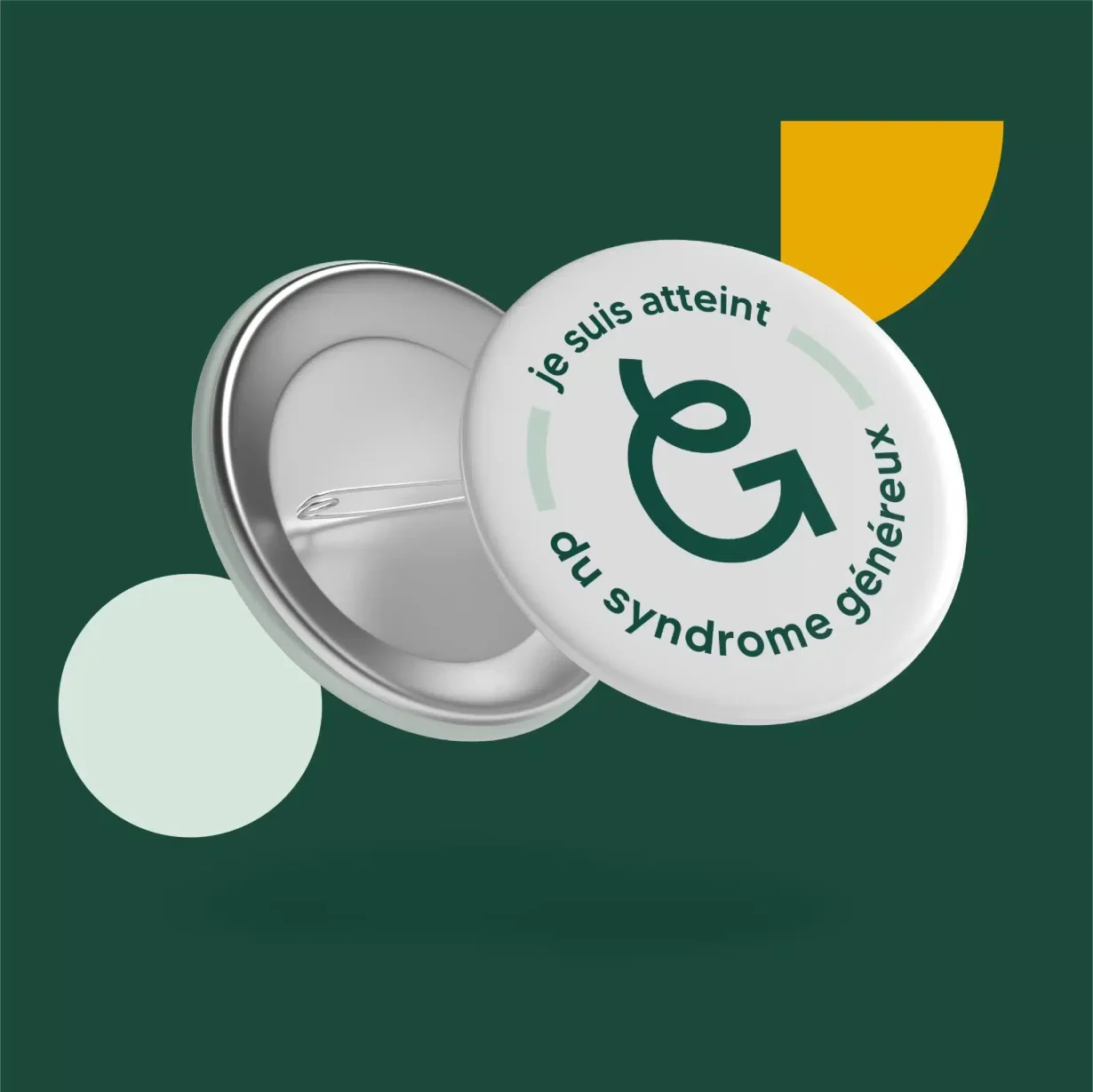 Création d'une identité visuelle intégrée sur des objets publicitaires comme des badges