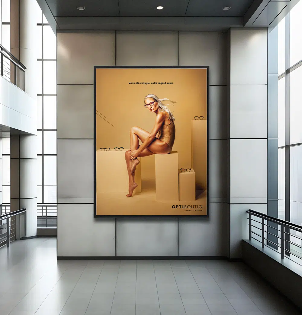 Réalisation d'affiche publicitaire pour l'entreprise OptiBoutiQ