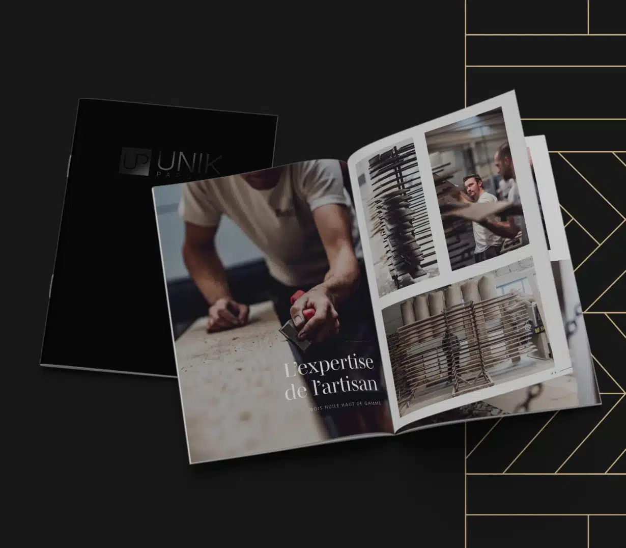 Conception graphique de supports imprimés pour l'entreprise Unik Parquet