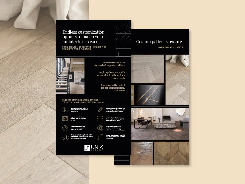 Développement du nouveau site web pour l'entreprise Unik Parquet avec la nouvelle charte graphique