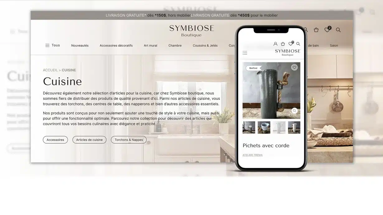 Page catégorie Cuisine du site web e-commerce Symbiose Boutique